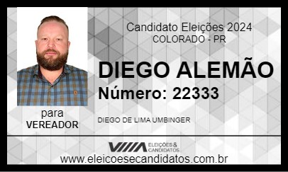 Candidato DIEGO ALEMÃO 2024 - COLORADO - Eleições