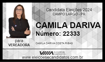 Candidato CAMILA DARIVA 2024 - CAMPO LARGO - Eleições