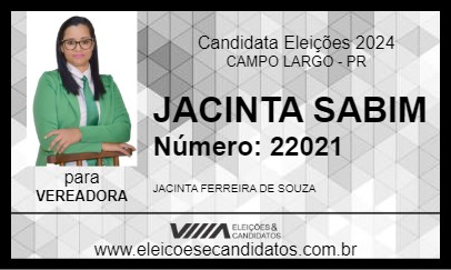 Candidato JACINTA SABIM 2024 - CAMPO LARGO - Eleições