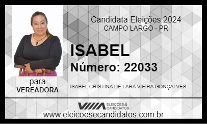 Candidato ISABEL 2024 - CAMPO LARGO - Eleições