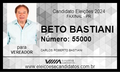 Candidato BETO BASTIANI 2024 - FAXINAL - Eleições