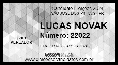 Candidato LUCAS NOVAK 2024 - SÃO JOSÉ DOS PINHAIS - Eleições