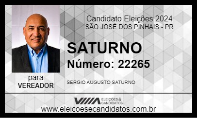 Candidato SOLDADO SATURNO 2024 - SÃO JOSÉ DOS PINHAIS - Eleições