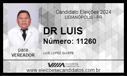 Candidato DR LUIS 2024 - LIDIANÓPOLIS - Eleições