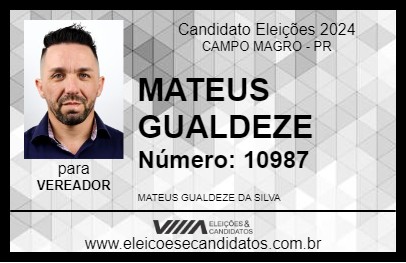 Candidato MATEUS GUALDEZE  2024 - CAMPO MAGRO - Eleições