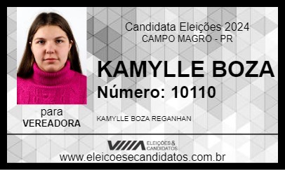 Candidato KAMYLLE BOZA 2024 - CAMPO MAGRO - Eleições