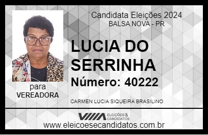 Candidato LUCIA DO SERRINHA 2024 - BALSA NOVA - Eleições