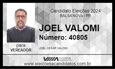 Candidato JOEL VALOMI 2024 - BALSA NOVA - Eleições