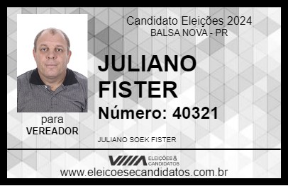 Candidato JULIANO FISTER 2024 - BALSA NOVA - Eleições