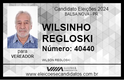 Candidato WILSINHO REGLOSKI 2024 - BALSA NOVA - Eleições