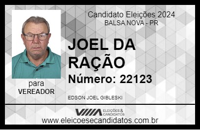 Candidato JOEL DA RAÇÃO 2024 - BALSA NOVA - Eleições