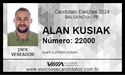 Candidato ALAN KUSIAK 2024 - BALSA NOVA - Eleições