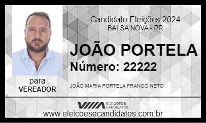 Candidato JOÃO PORTELA 2024 - BALSA NOVA - Eleições