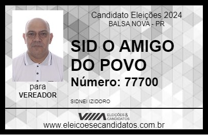 Candidato SID O AMIGO DO POVO 2024 - BALSA NOVA - Eleições