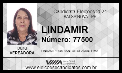 Candidato LINDAMIR 2024 - BALSA NOVA - Eleições