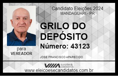 Candidato GRILO DO DEPÓSITO 2024 - MANDAGUARI - Eleições