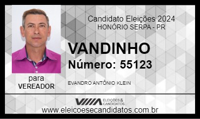 Candidato VANDINHO 2024 - HONÓRIO SERPA - Eleições