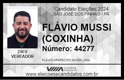 Candidato FLÁVIO MUSSI (COXINHA) 2024 - SÃO JOSÉ DOS PINHAIS - Eleições