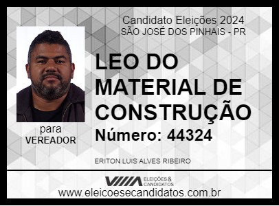 Candidato LEO DO MATERIAL DE CONSTRUÇÃO 2024 - SÃO JOSÉ DOS PINHAIS - Eleições