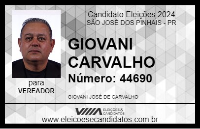 Candidato GIOVANI CARVALHO 2024 - SÃO JOSÉ DOS PINHAIS - Eleições