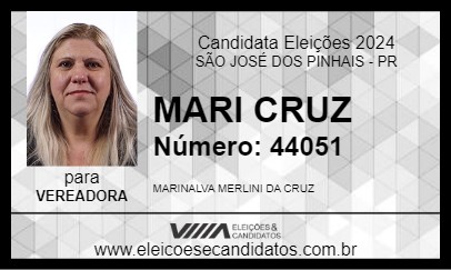 Candidato MARI CRUZ 2024 - SÃO JOSÉ DOS PINHAIS - Eleições