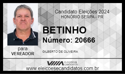 Candidato BETINHO 2024 - HONÓRIO SERPA - Eleições