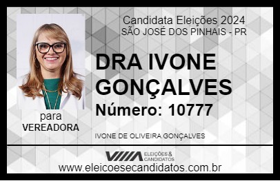 Candidato DRA IVONE GONÇALVES 2024 - SÃO JOSÉ DOS PINHAIS - Eleições