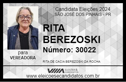 Candidato RITA BEREZOSKI 2024 - SÃO JOSÉ DOS PINHAIS - Eleições