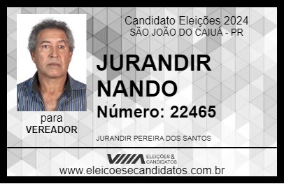 Candidato JURANDIR NANDO 2024 - SÃO JOÃO DO CAIUÁ - Eleições