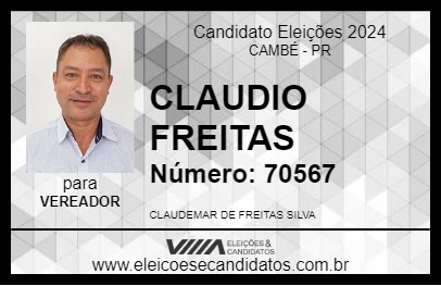 Candidato CLAUDIO FREITAS 2024 - CAMBÉ - Eleições