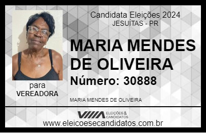 Candidato MARIA MENDES DE OLIVEIRA 2024 - JESUÍTAS - Eleições