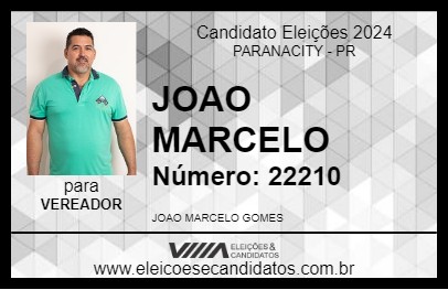 Candidato JOAO MARCELO 2024 - PARANACITY - Eleições