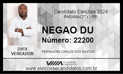 Candidato NEGAO DU 2024 - PARANACITY - Eleições