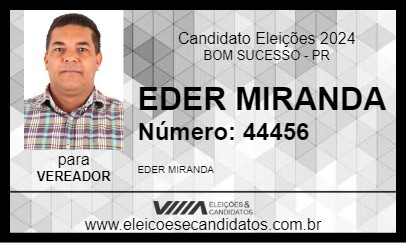 Candidato EDER MIRANDA 2024 - BOM SUCESSO - Eleições