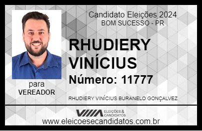 Candidato RHUDIERY VINÍCIUS 2024 - BOM SUCESSO - Eleições