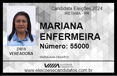 Candidato MARIANA ENFERMEIRA 2024 - IRETAMA - Eleições