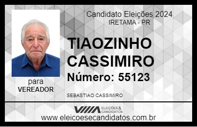 Candidato TIAOZINHO CASSIMIRO 2024 - IRETAMA - Eleições