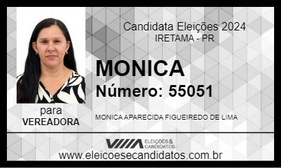 Candidato MONICA 2024 - IRETAMA - Eleições