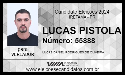 Candidato LUCAS PISTOLA 2024 - IRETAMA - Eleições