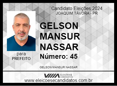 Candidato GELSON MANSUR NASSAR 2024 - JOAQUIM TÁVORA - Eleições