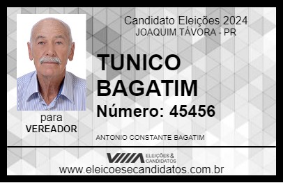 Candidato TUNICO BAGATIM 2024 - JOAQUIM TÁVORA - Eleições