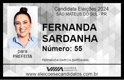 Candidato FERNANDA SARDANHA 2024 - SÃO MATEUS DO SUL - Eleições