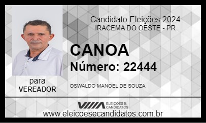 Candidato CANOA 2024 - IRACEMA DO OESTE - Eleições