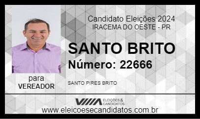 Candidato SANTO BRITO 2024 - IRACEMA DO OESTE - Eleições