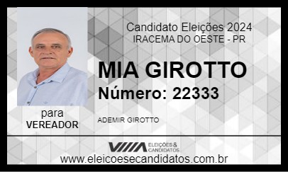 Candidato MIA GIROTTO 2024 - IRACEMA DO OESTE - Eleições