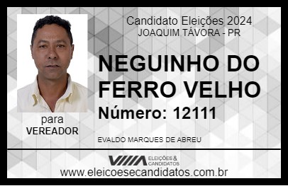 Candidato NEGUINHO DO FERRO VELHO 2024 - JOAQUIM TÁVORA - Eleições