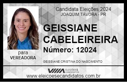 Candidato GEISSIANE NASCIMENTO 2024 - JOAQUIM TÁVORA - Eleições