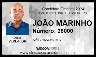 Candidato JOÃO MARINHO 2024 - SANTO ANTONIO DO CAIUÁ - Eleições