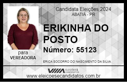 Candidato ERIKINHA DO POSTO 2024 - ABATIÁ - Eleições