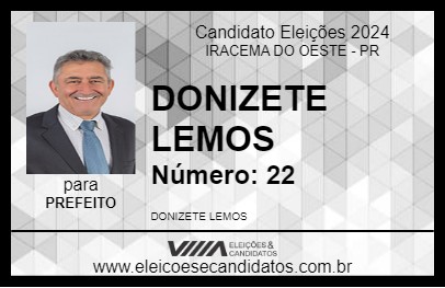 Candidato DONIZETE LEMOS 2024 - IRACEMA DO OESTE - Eleições